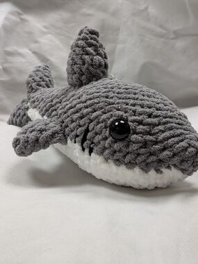 Gray Plush Shark Stuffed Animal - Soft Crochet Sea Friend
